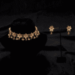 Lotus Green Stone 1gm Gold plated Choker Necklace Set