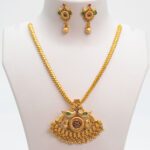 Stylish Dancing Peacock Green Stone Chain With Pendant Set CWP-0357
