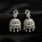 Rhodium Plated High Grade Authentic White AD Studded Jhumka Earrings DNJK-0544