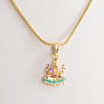 God Laxmi Pendant With Chain For Men & Women Gold Plated With Meena Design PWC- 0559