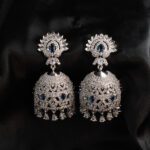 Rhodium Plated High Grade Authentic White AD Studded Jhumka Earrings DNJK-0543