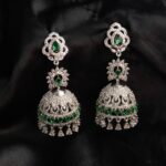 Rhodium Plated High Grade Authentic White AD Studded Jhumka Earrings DNJK0539