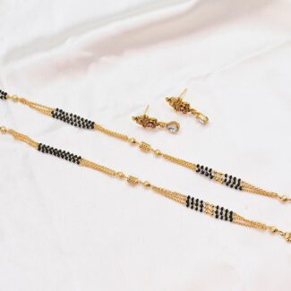 Traditional Gold-Plated Mangalsutra with Matching Earrings