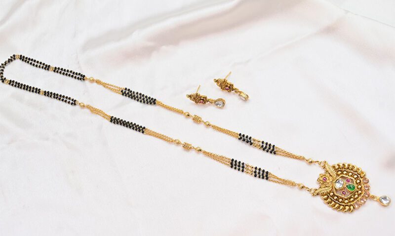 Traditional Gold-Plated Mangalsutra with Matching Earrings