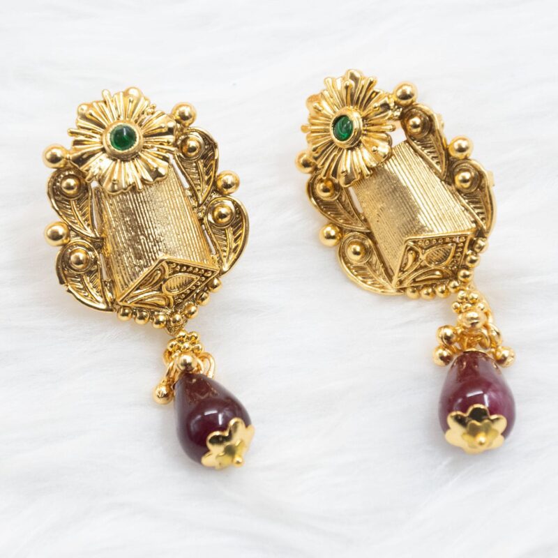 Antique Gold Rajwadi Earrings for Women